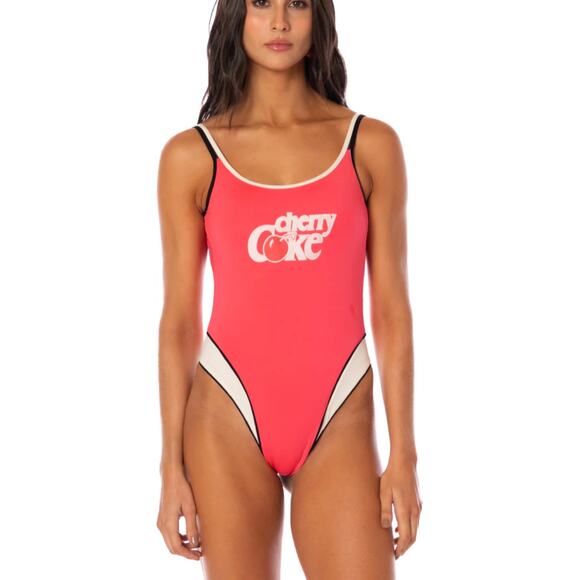 Maaji One Piece Swimsuit Cherry Coke Prime Solid Size S in Red Black White - Picture 5 of 6